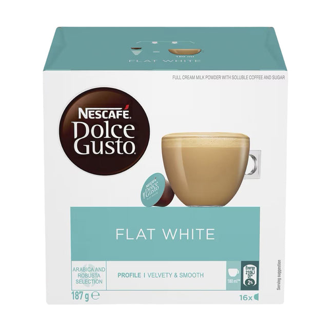 Nescafe Dolce Gusto Flat White Coffee Capsules 96 Pack (6 x 16) - Smooth & Creamy
