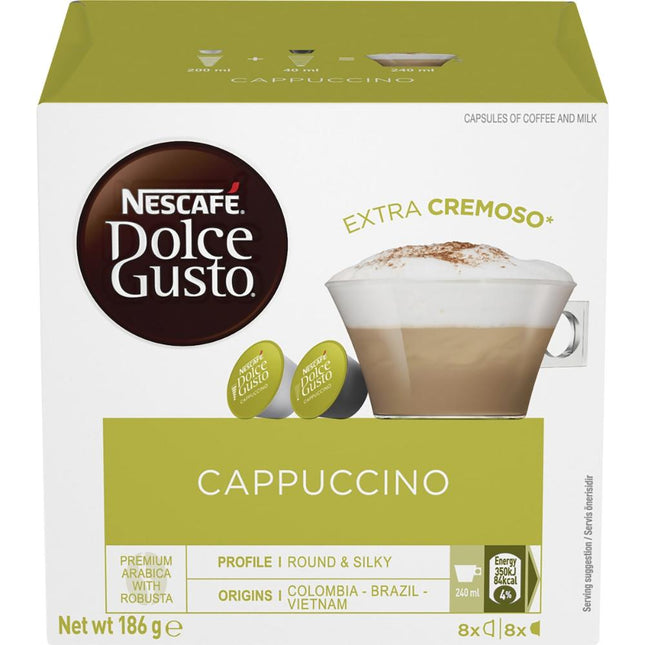 Nescafé Dolce Gusto Cappuccino Coffee Pods – 5 x 16 Pack (80 Pods Total)