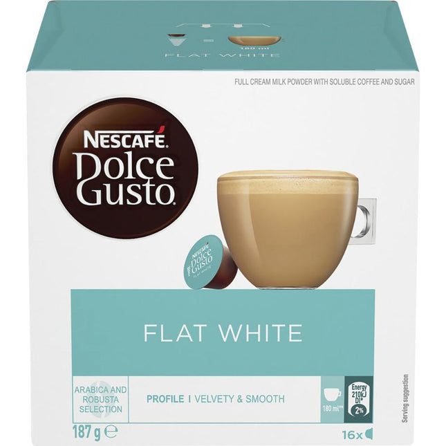 Nescafé Dolce Gusto Flat White Coffee Pods – 5 x 16 Pack (80 Pods Total)
