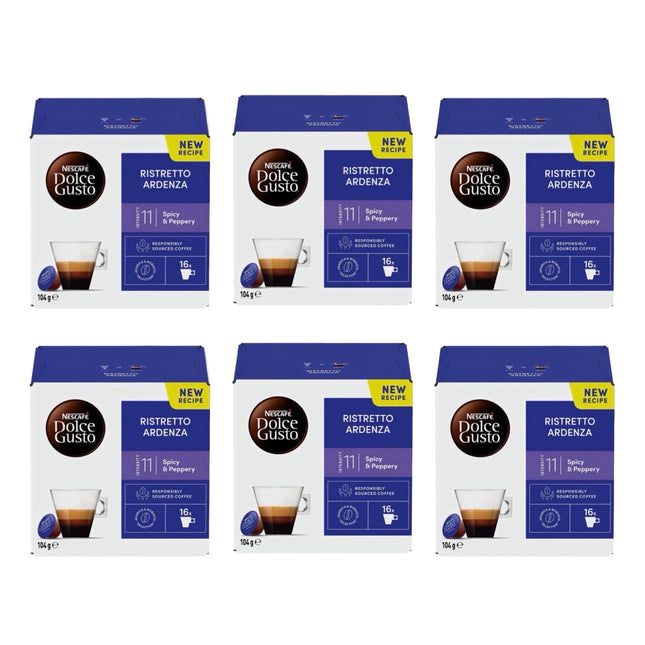 Nescafe Dolce Gusto Ristretto Ardenza Coffee Capsules 96 Pack (6 x 16) - Spicy & Peppery