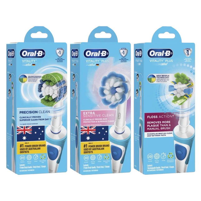 Oral-B Vitality Precision Clean, Extra Sensitive Clean & FlossAction Electric Toothbrush 3 Pack