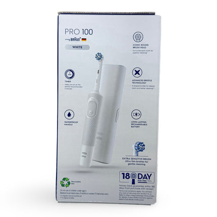 oral b pro 100 sensitive electric toothbrush white