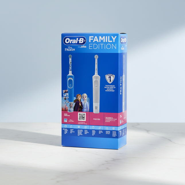 Oral-B electric toothbrush packaging with Frozen theme on a white background