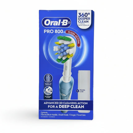 oral b pro 800 floss action 360 deeper clean electric toothbrush blue