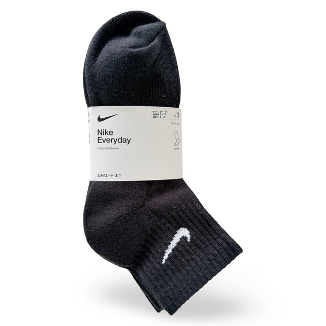 Nike Unisex Cushioned Ankle Socks 3-Pack – Black/White