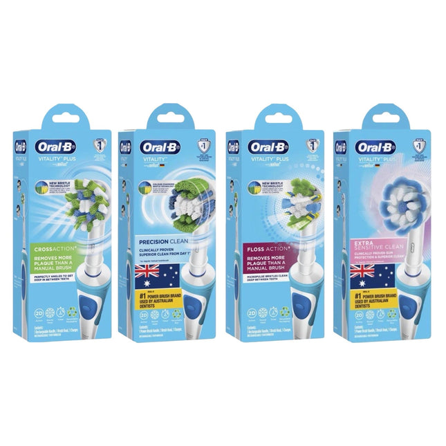 Oral-B Vitality Electric Toothbrush Variety Pack 4 Pack – CrossAction, Precision Clean, FlossAction & Sensitive