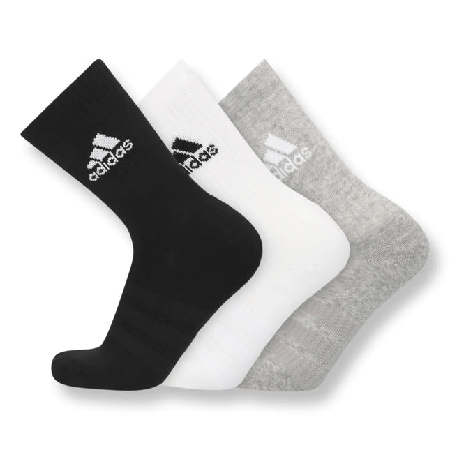 Adidas Men's Cushioned Crew Socks 3-Pack - Grey Heather/White/Black
