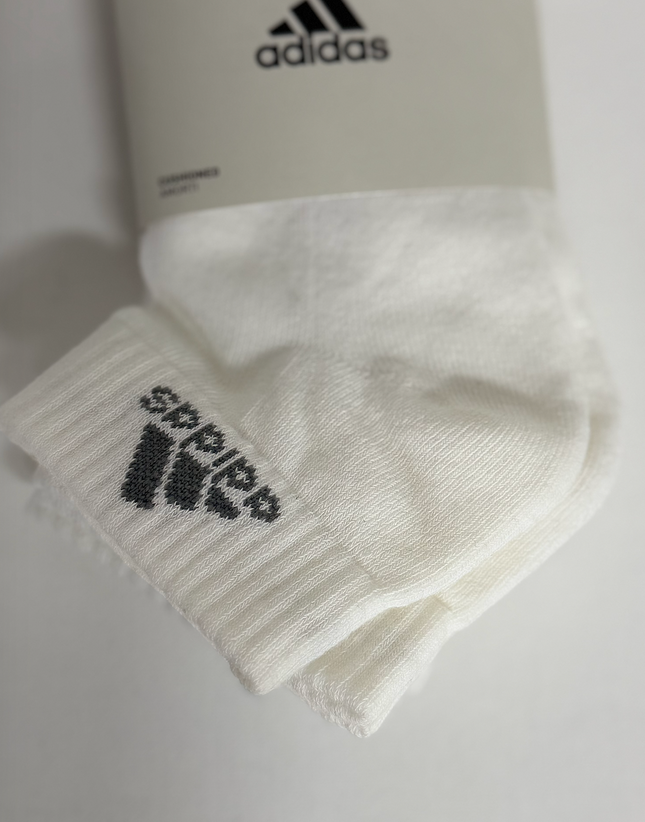 Adidas Unisex Cushioned Ankle Socks 3 Pack - White/Grey