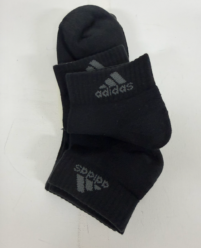 Adidas Unisex Cushioned Ankle Socks 3 Pack - Black/Grey