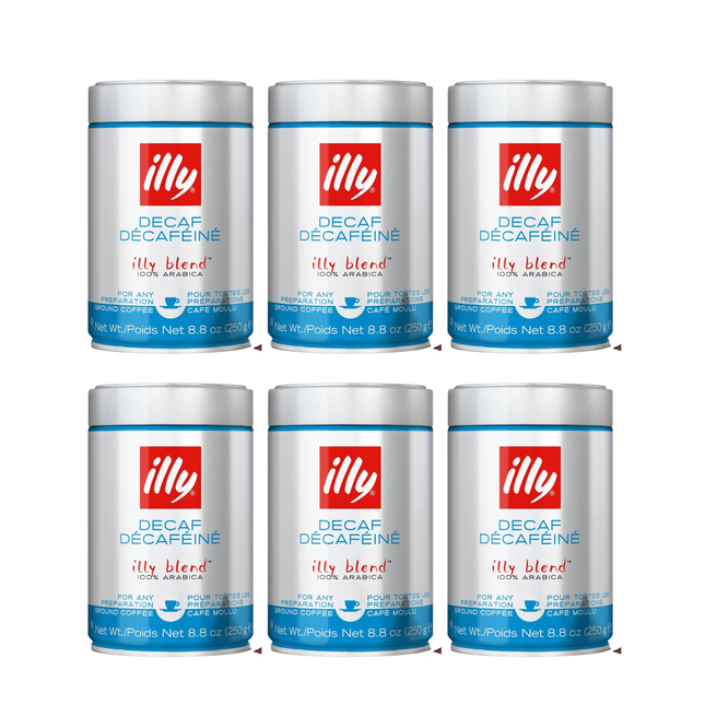 illy Decaffeinated Ground Coffee 250g – Pack of 6
